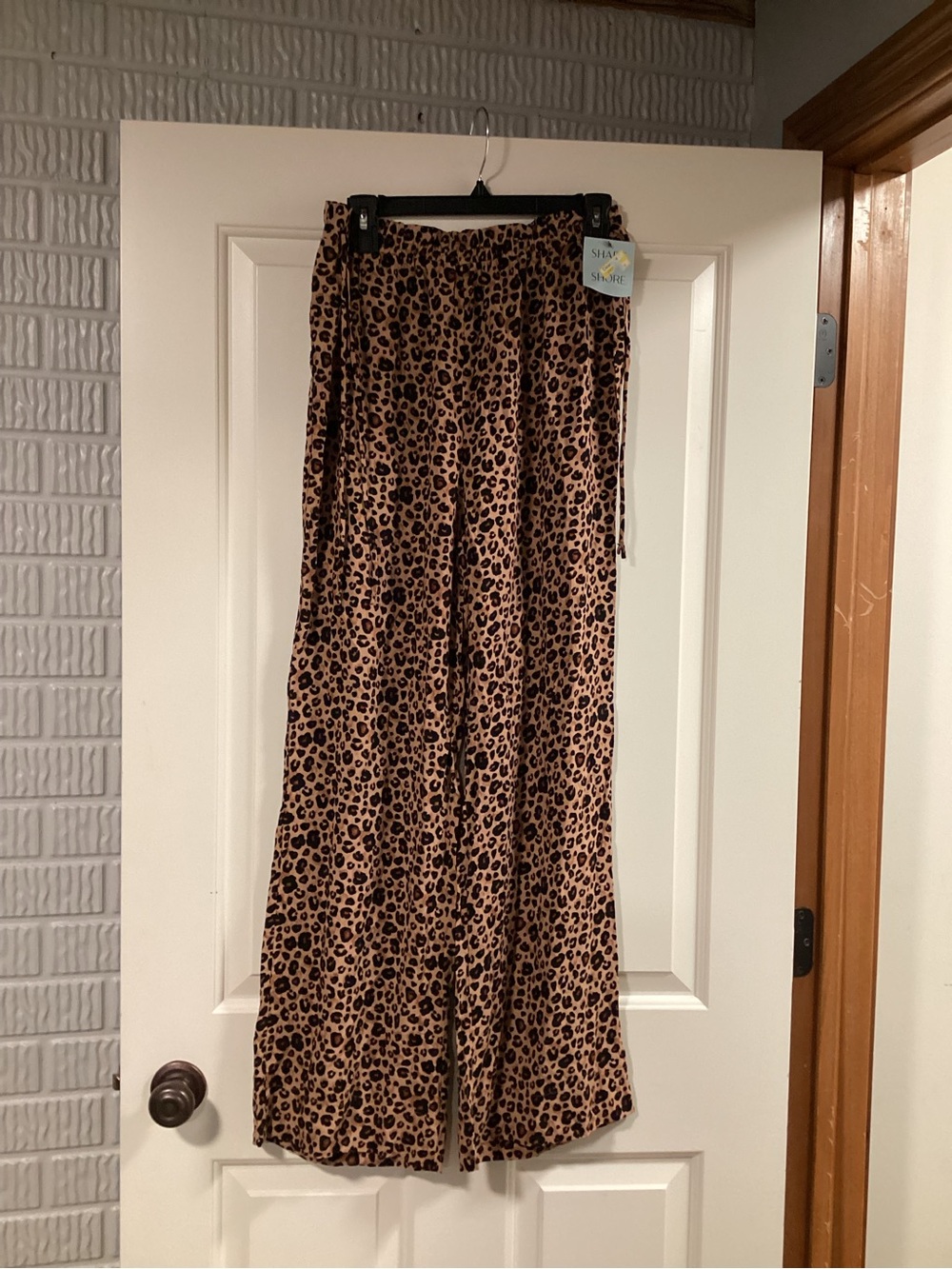 NWT Leopard Print Swim Cover Up Pants Small Wide Leg Beach Pants